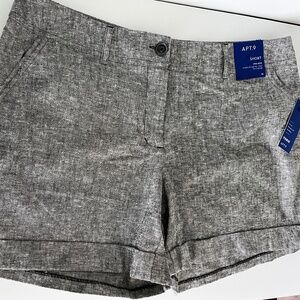 NEW Apt. 9 Gray Torrie Mid-Rise Linen Short 16